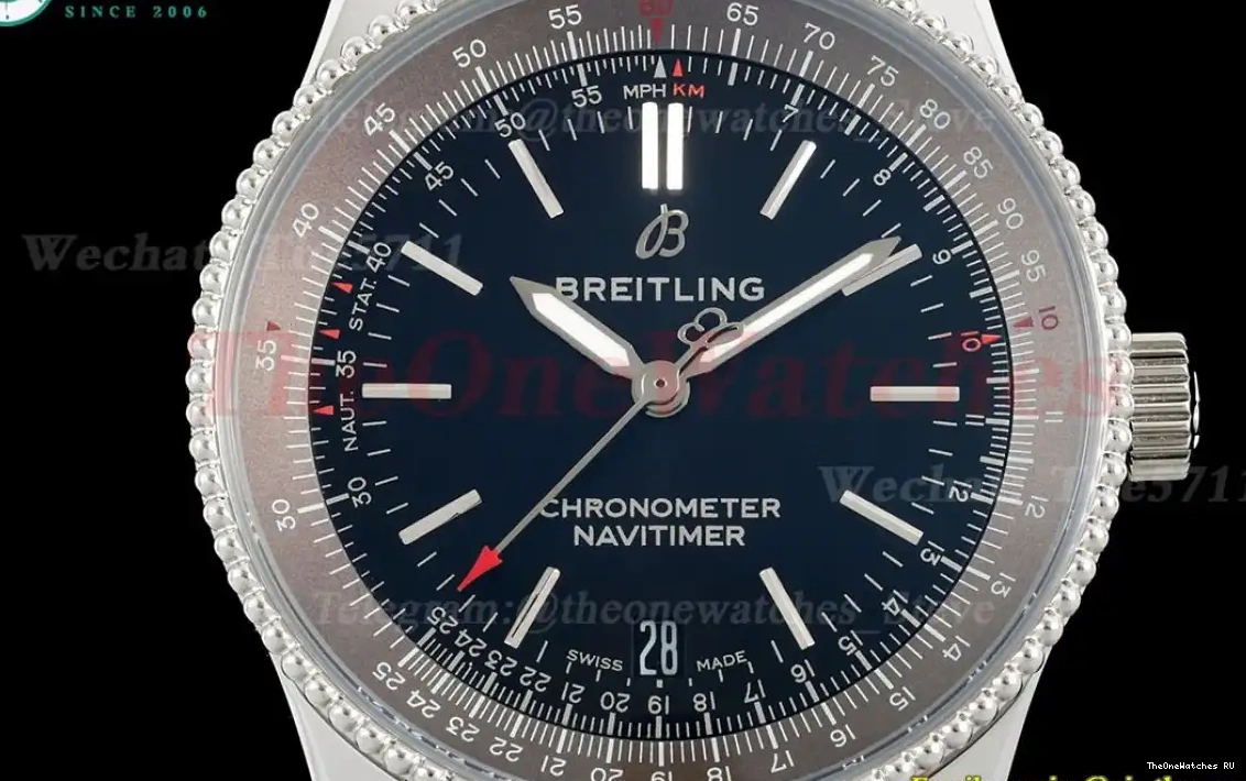 Grey Black TF 1 Dial 41mm Date SS Navitimer LE A2824 0424